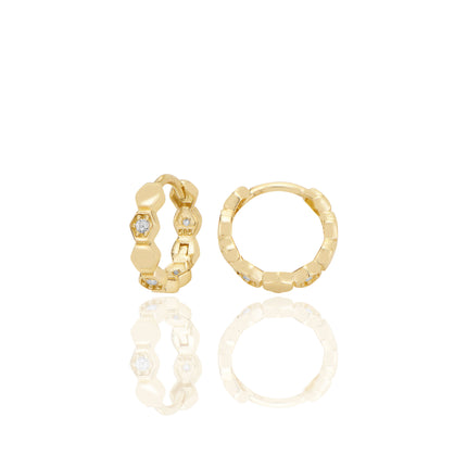 Petek 14 ayar Altın Halka Küpe Zirkon Taşlı T131