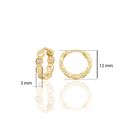 Petek 14 ayar Altın Halka Küpe Zirkon Taşlı T131