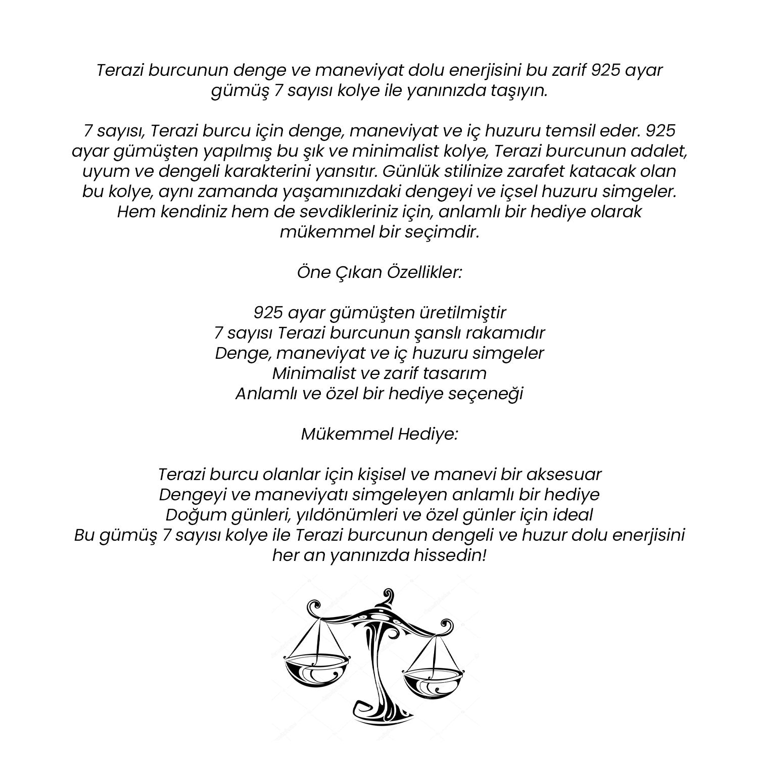 Shiny Spectra 925 Ayar Gümüş 7 Sayısı Kolye - Terazi Burcu İçin Şanslı Rakam, Maneviyat ve Denge Sembolü