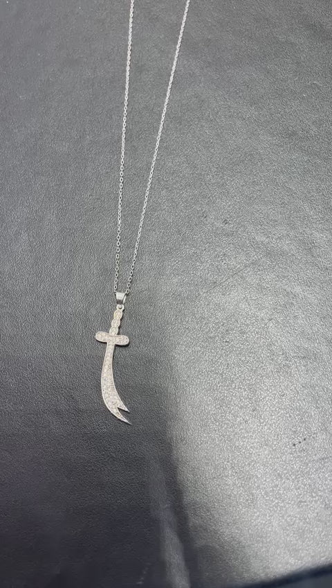 Shiny Spectra Zirkon Taşlı Zülfikar 925 Ayar Gümüş Kolye SSNK0011