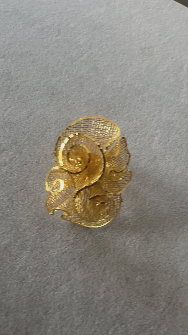 Spiral Çift Sonsuz Merdiven Tül Tasarımı Altın Yüzük AO07